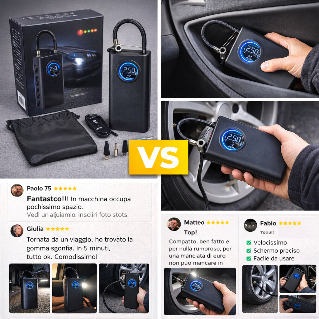 PressGo™ – Compressore Portatile Auto Wireless